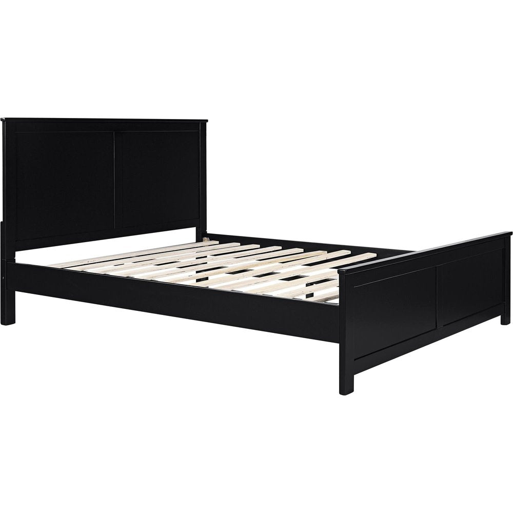 Black Solid Wood Queen Bed Frame With Drawers HomeRoots