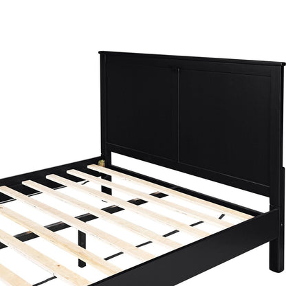 Black Solid Wood Queen Bed Frame With Drawers HomeRoots