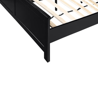 Black Solid Wood Queen Bed Frame With Drawers HomeRoots