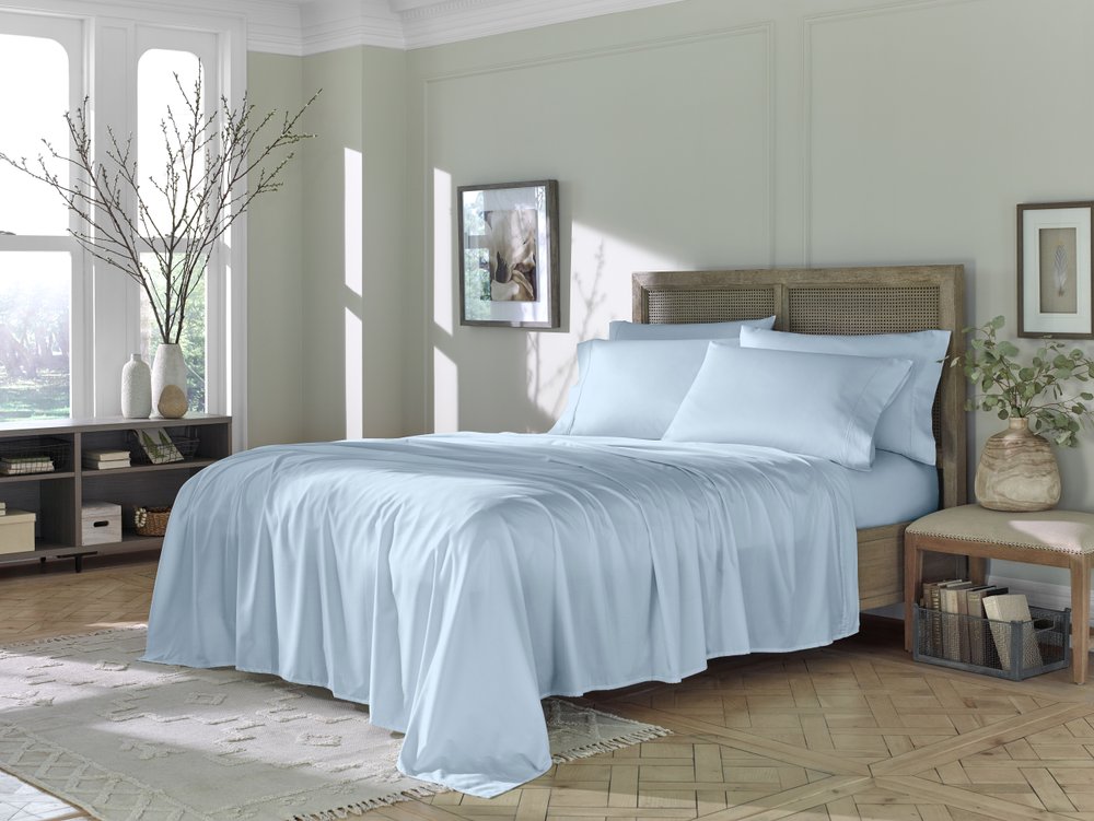 Six Piece Powder Blue Tencel Lyocell King Sheet Set HomeRoots