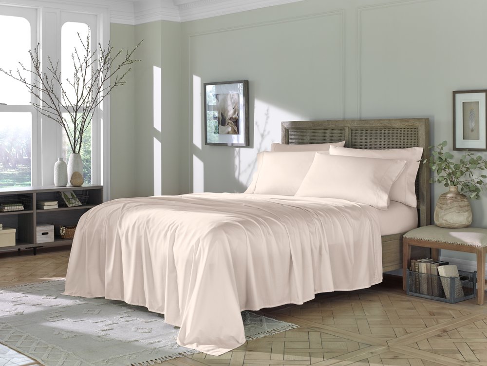 Six Piece Blush Tencel Lyocell King Sheet Set HomeRoots