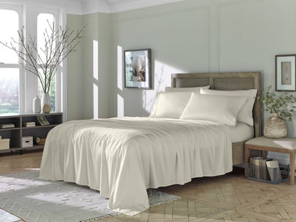 Six Piece Ivory Tencel Lyocell Queen Sheet Set HomeRoots