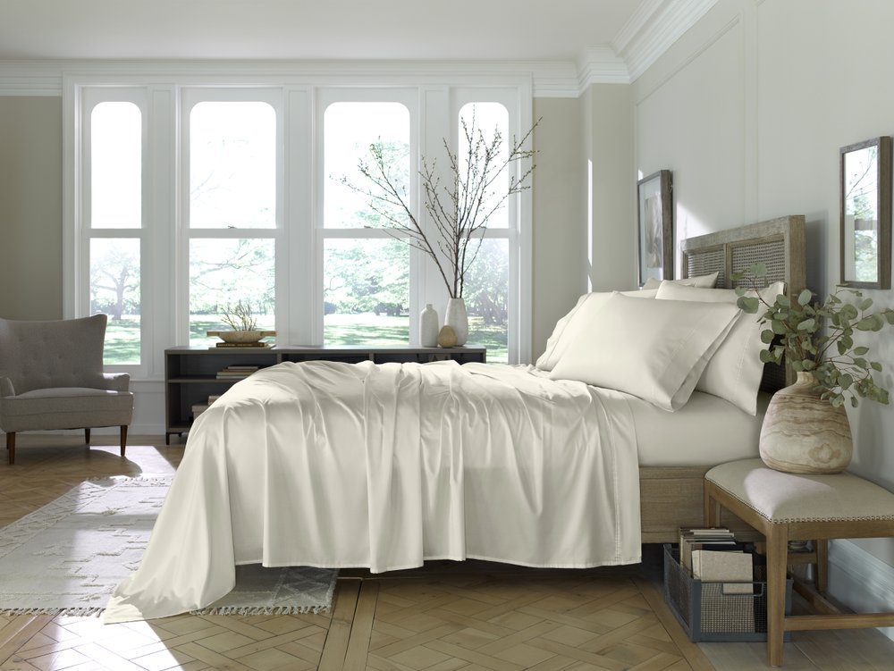 Six Piece Ivory Tencel Lyocell Queen Sheet Set HomeRoots