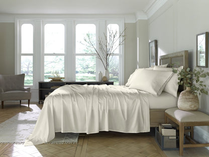 Six Piece Ivory Tencel Lyocell Queen Sheet Set HomeRoots