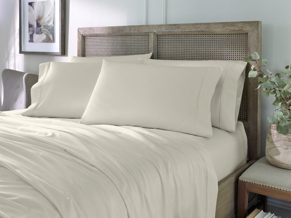 Six Piece Ivory Tencel Lyocell Queen Sheet Set HomeRoots