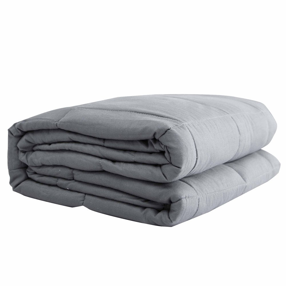 48" X 72" Light Gray Cotton Quilted Plush 15 Pound Weighted Blanket HomeRoots
