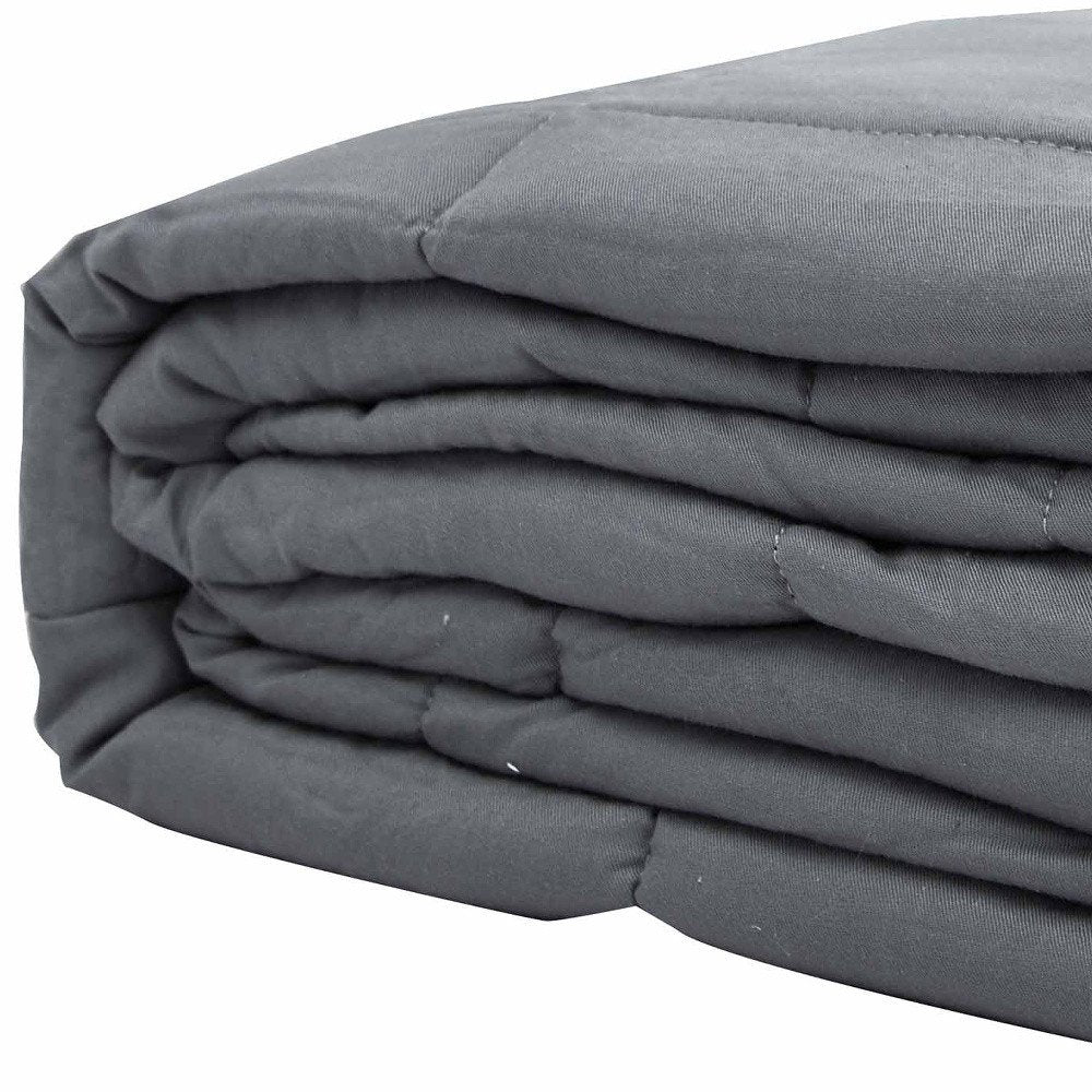 48" X 72" Light Gray Cotton Quilted Plush 15 Pound Weighted Blanket HomeRoots