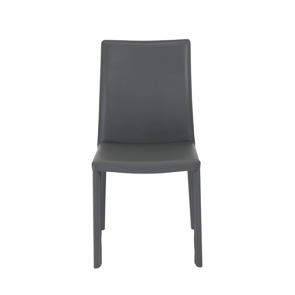 Set of Two Gray Upholstered Leather Dining Side Chairs HomeRoots