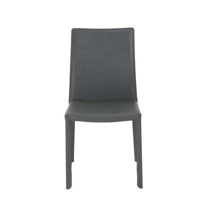 Set of Two Gray Upholstered Leather Dining Side Chairs HomeRoots