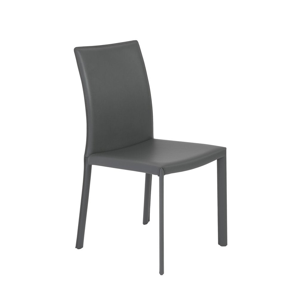 Set of Two Gray Upholstered Leather Dining Side Chairs HomeRoots