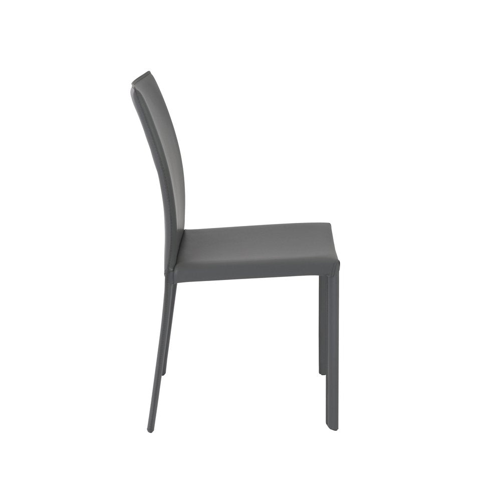 Set of Two Gray Upholstered Leather Dining Side Chairs HomeRoots