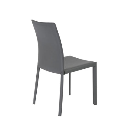 Set of Two Gray Upholstered Leather Dining Side Chairs HomeRoots