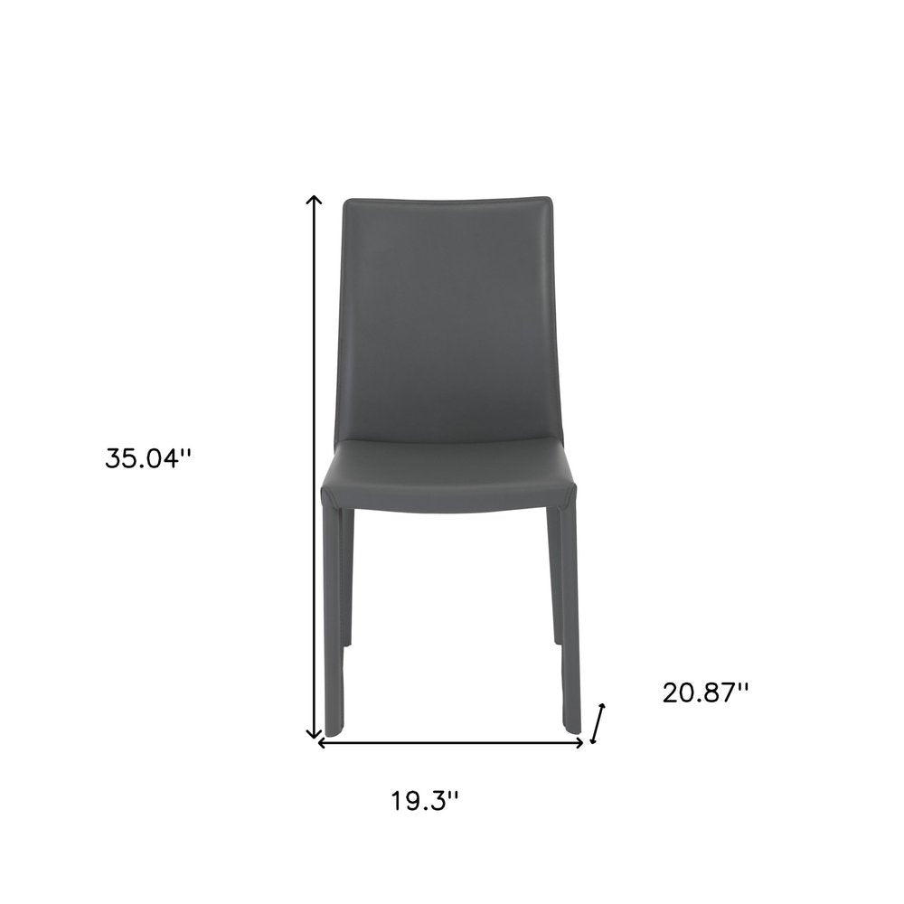 Set of Two Gray Upholstered Leather Dining Side Chairs HomeRoots