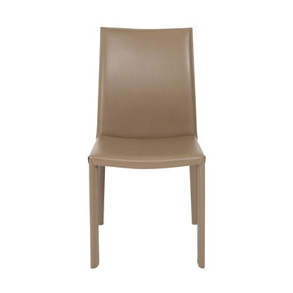 Set of Two Taupe Upholstered Leather Dining Side Chairs HomeRoots