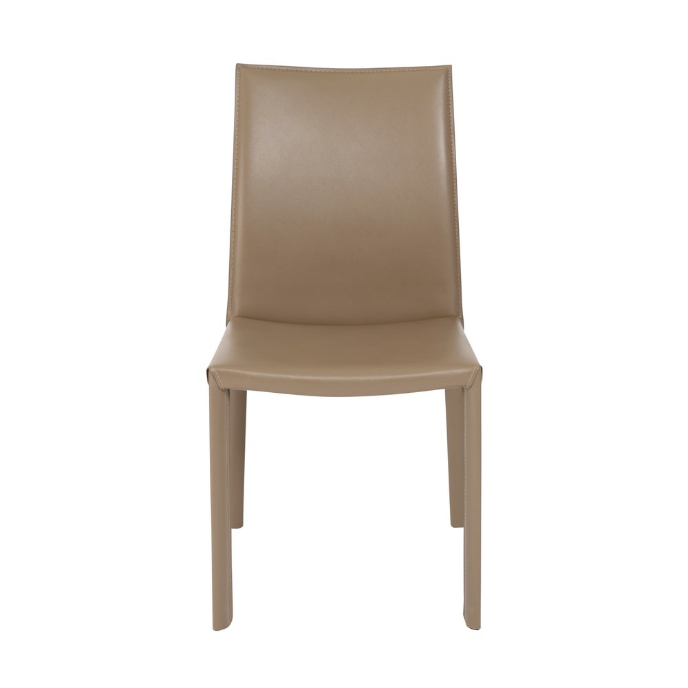 Set of Two Taupe Upholstered Leather Dining Side Chairs HomeRoots