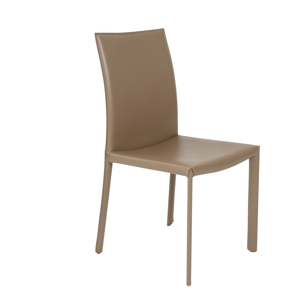 Set of Two Taupe Upholstered Leather Dining Side Chairs HomeRoots