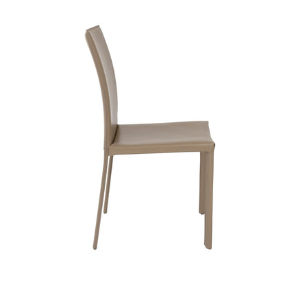 Set of Two Taupe Upholstered Leather Dining Side Chairs HomeRoots