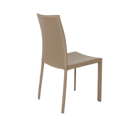 Set of Two Taupe Upholstered Leather Dining Side Chairs HomeRoots