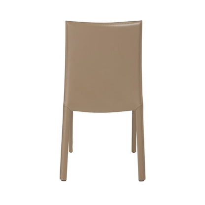 Set of Two Taupe Upholstered Leather Dining Side Chairs HomeRoots