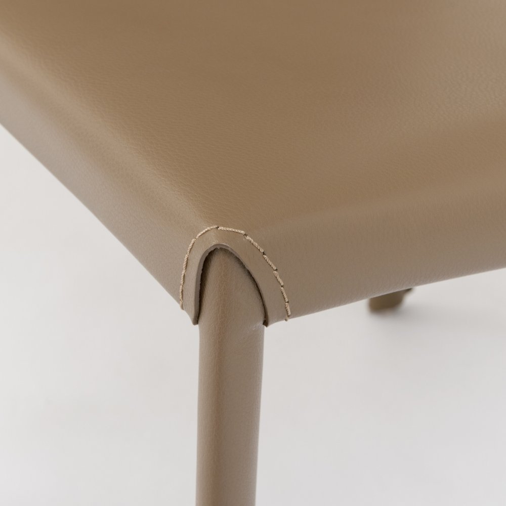 Set of Two Taupe Upholstered Leather Dining Side Chairs HomeRoots