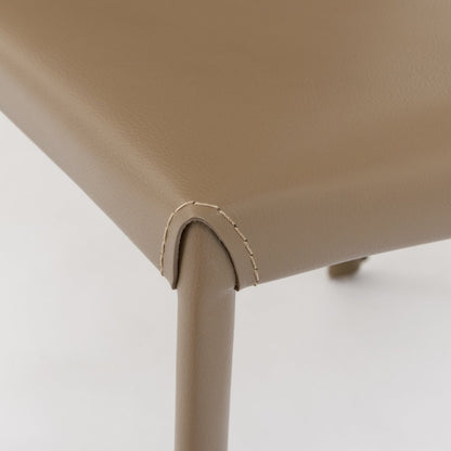 Set of Two Taupe Upholstered Leather Dining Side Chairs HomeRoots