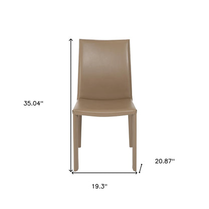 Set of Two Taupe Upholstered Leather Dining Side Chairs HomeRoots