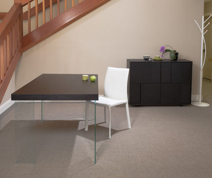 Set of Two White Upholstered Leather Dining Side Chairs HomeRoots