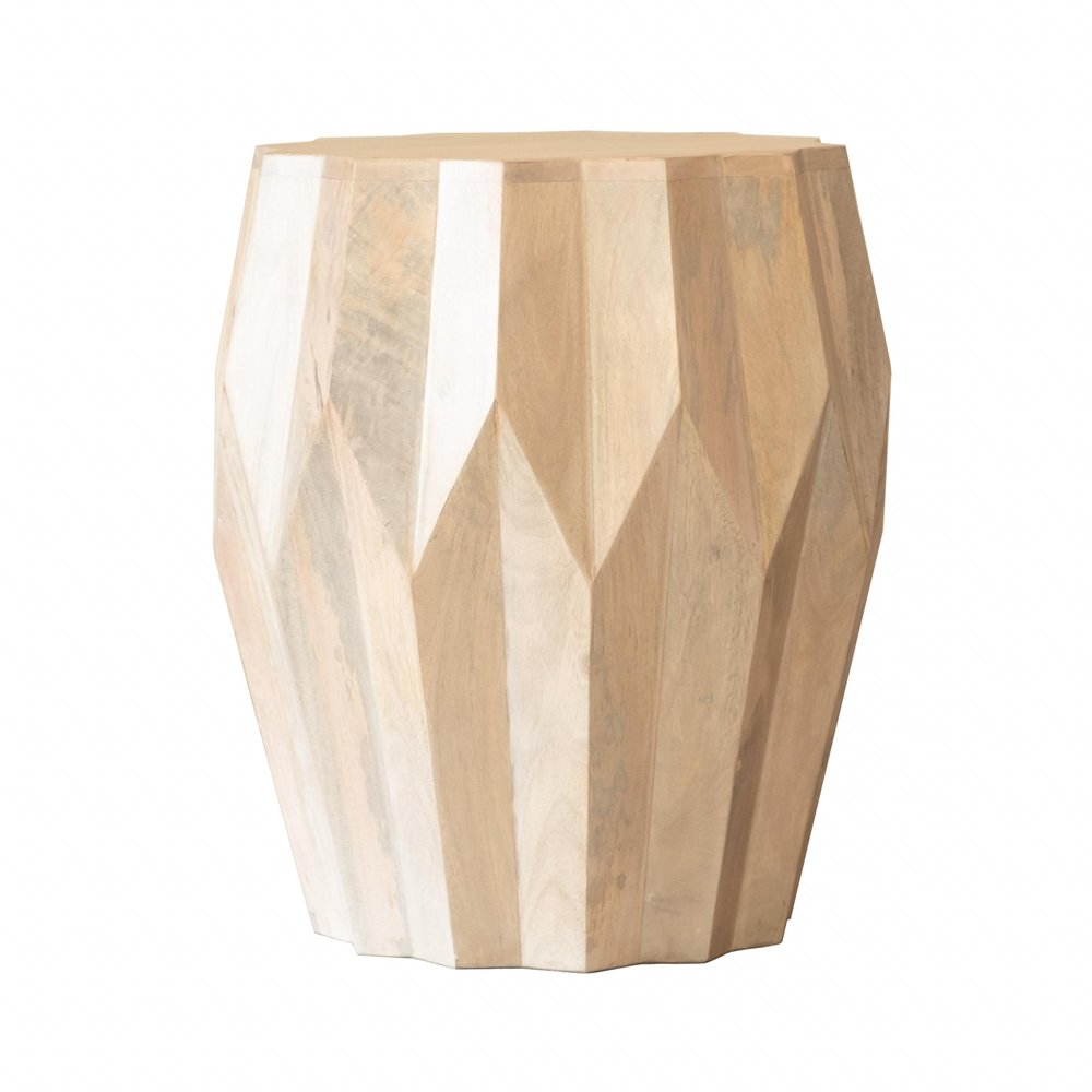 23" Natural Solid Wood Round Drum End Table — view 1