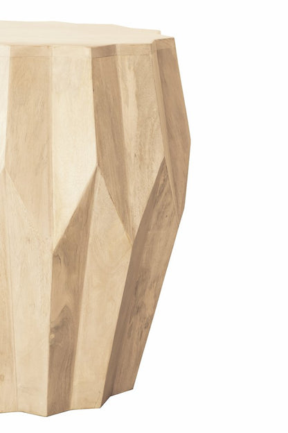 23" Natural Solid Wood Round Drum End Table HomeRoots