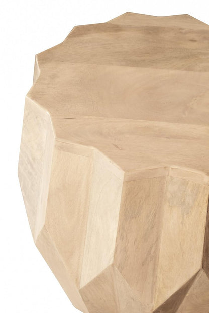 23" Natural Solid Wood Round Drum End Table HomeRoots
