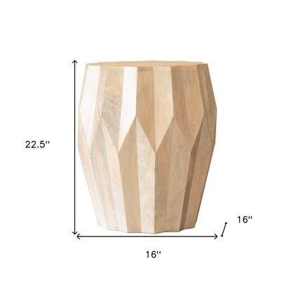 23" Natural Solid Wood Round Drum End Table HomeRoots