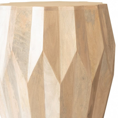 23" Natural Solid Wood Round Drum End Table HomeRoots