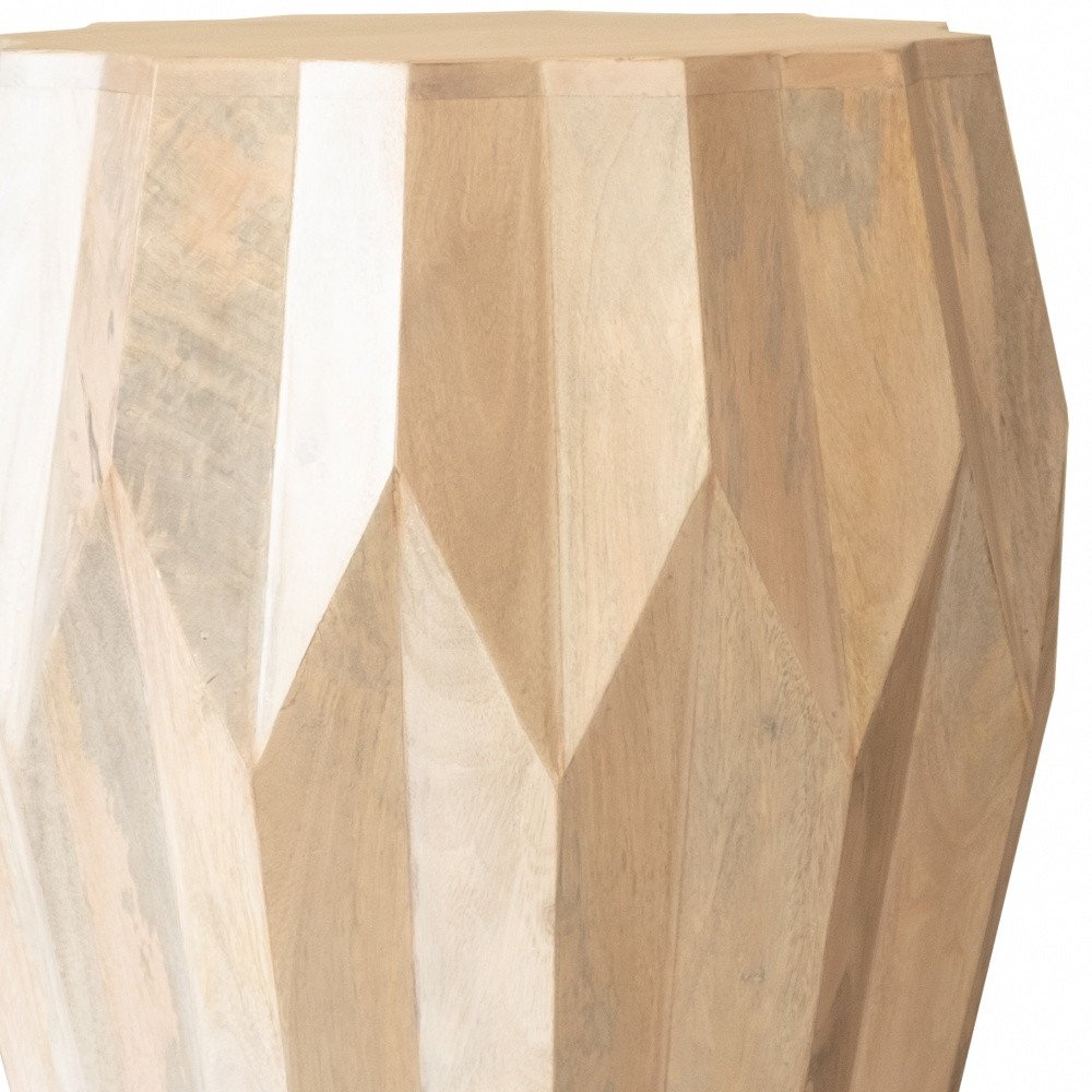 23" Natural Solid Wood Round Drum End Table — view 6