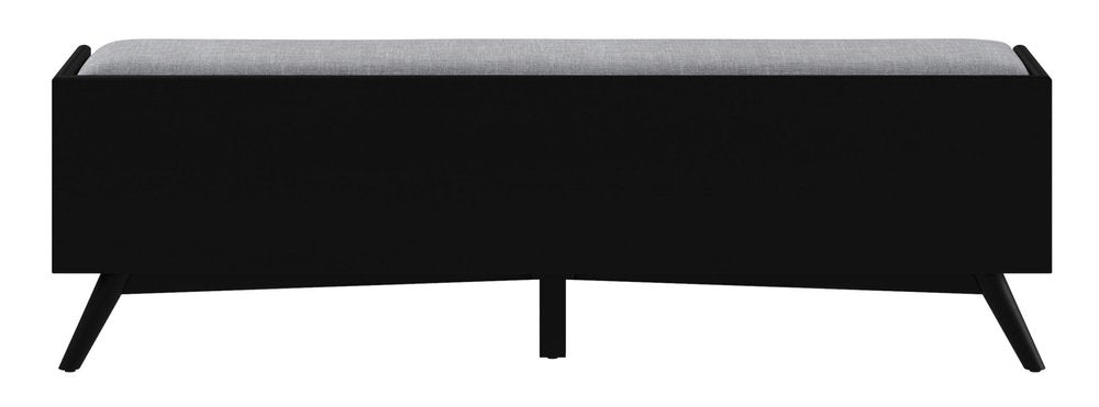 59" Gray and Black Fabric Upholstered Storage Bench with Drawers HomeRoots