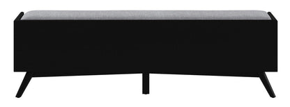 59" Gray and Black Fabric Upholstered Storage Bench with Drawers HomeRoots