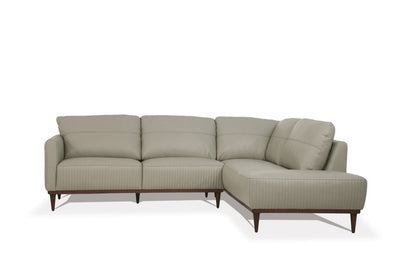 Light Green Leather L Shaped Two Piece Sofa and Chaise Sectional HomeRoots