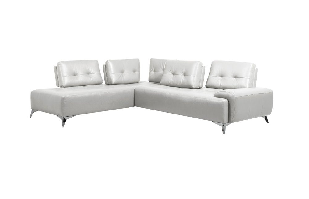 White Leather L Shaped Two Piece Seating Component HomeRoots