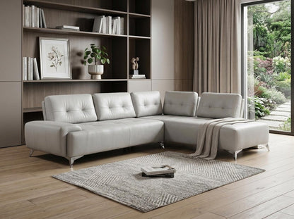 White Leather L Shaped Two Piece Seating Component HomeRoots