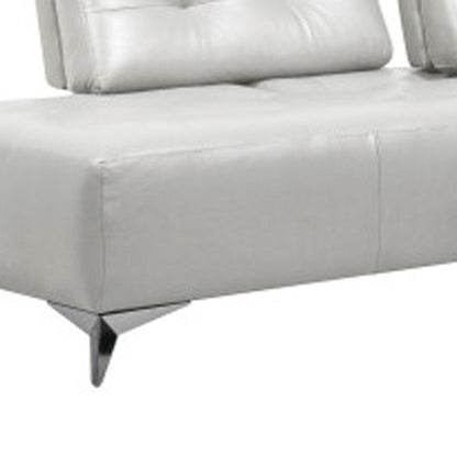 White Leather L Shaped Two Piece Seating Component HomeRoots