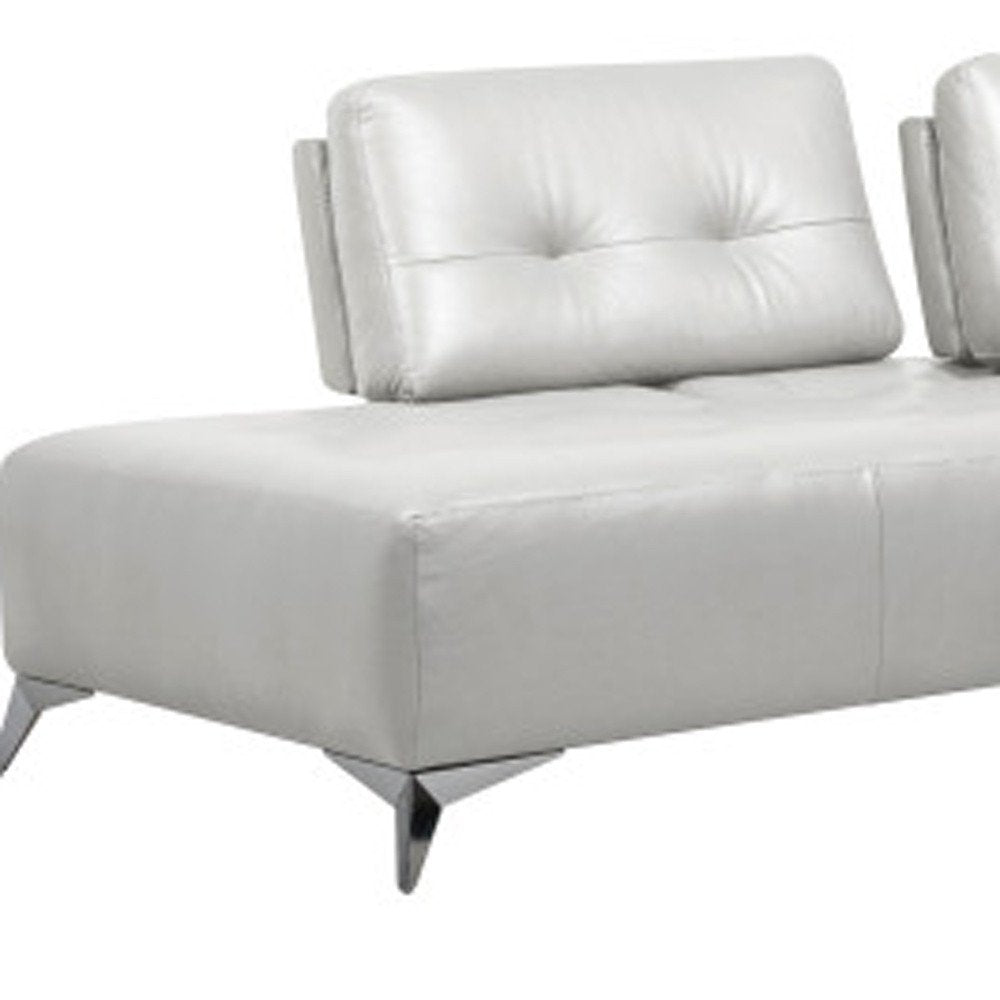 White Leather L Shaped Two Piece Seating Component HomeRoots