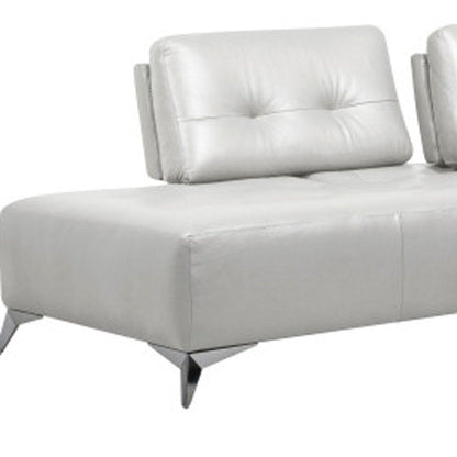 White Leather L Shaped Two Piece Seating Component HomeRoots