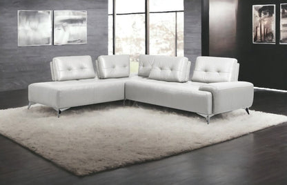 White Leather L Shaped Two Piece Seating Component HomeRoots