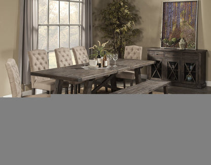60" Gray And Dark Brown Distressed Wood Dining Bench HomeRoots