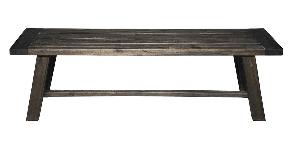 60" Gray And Dark Brown Distressed Wood Dining Bench HomeRoots