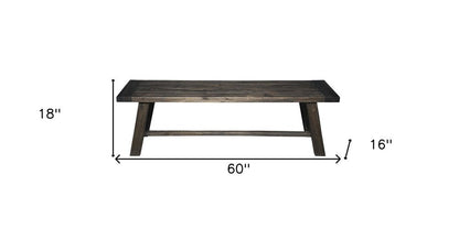 60" Gray And Dark Brown Distressed Wood Dining Bench HomeRoots