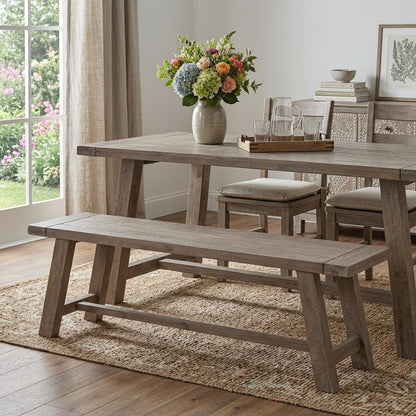 60" Natural Distressed Solid Wood Dining Bench HomeRoots