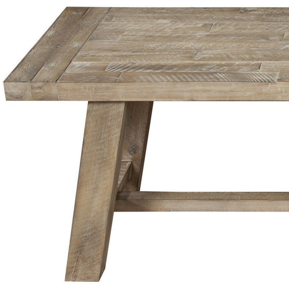 60" Natural Distressed Solid Wood Dining Bench HomeRoots