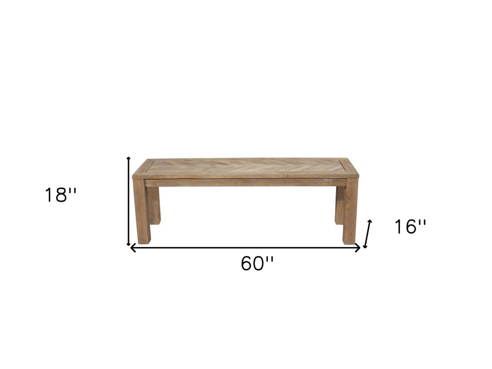 60" Natural Distressed Solid Wood Dining Bench HomeRoots