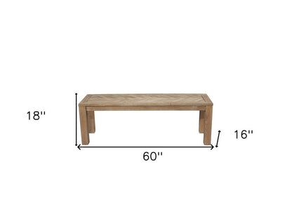 60" Natural Distressed Solid Wood Dining Bench HomeRoots