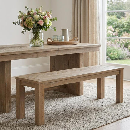 60" Natural Distressed Solid Wood Dining Bench HomeRoots